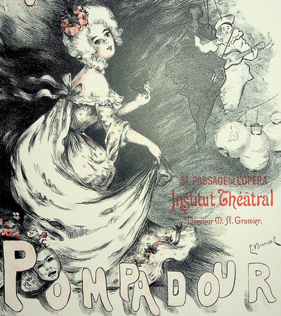 Emmanuel BARCET : Théâtre Pompadour, Lithographie originale signée