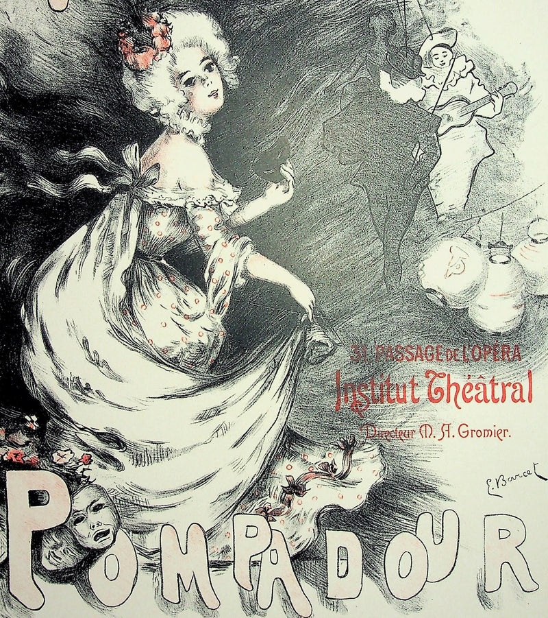 Emmanuel BARCET : Théâtre Pompadour, Lithographie originale signée