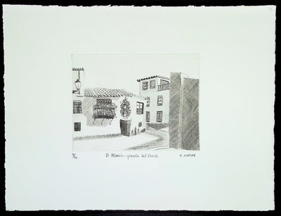 Camille COMBE : El Albaicin : Haceta Del Conde, Gravure originale (vue générale) - Crédit photo : Galerie Art.Paris