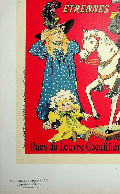 Fernand FERNEL : Grand bazar des Halles et des postes, Lithographie originale signée