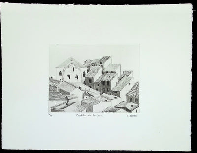 Camille COMBE : Castilla de Farfana , Gravure originale (vue générale) - Crédit photo : Galerie Art.Paris