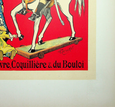 Fernand FERNEL : Grand bazar des Halles et des postes, Lithographie originale signée