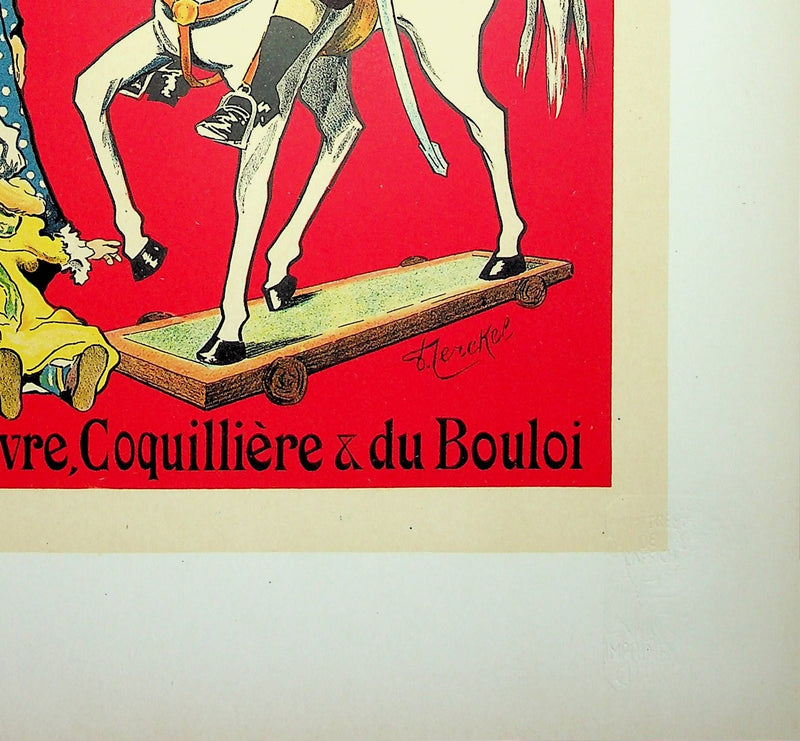 Fernand FERNEL : Grand bazar des Halles et des postes, Lithographie originale signée