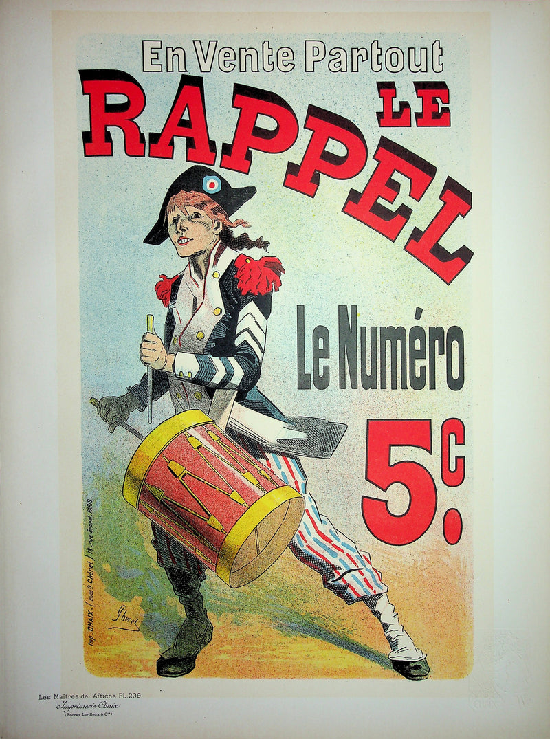 Jules CHERET : Jeune garçon au tambour, Lithographie originale signée