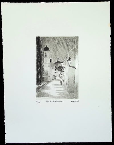 Camille COMBE : Soir à Antequera, Gravure originale (vue générale) - Crédit photo : Galerie Art.Paris