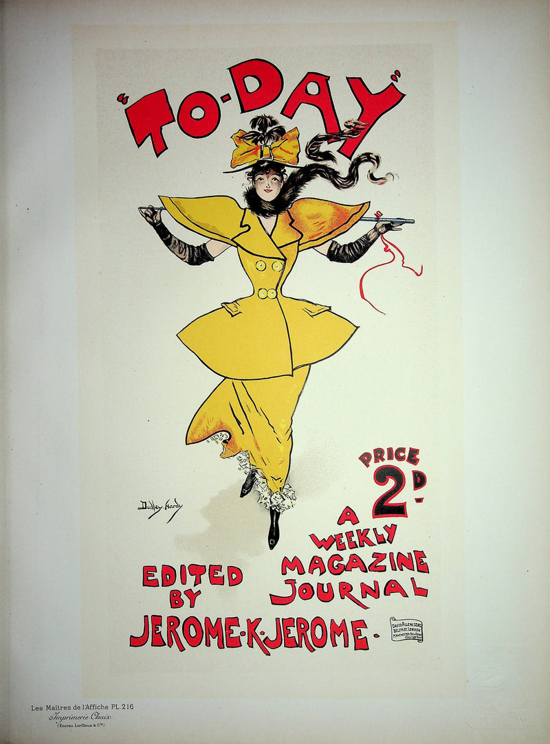 Dudley HARDY : Femme en costume jaune, Lithographie originale signée