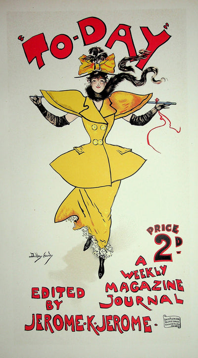 Dudley HARDY : Femme en costume jaune, Lithographie originale signée