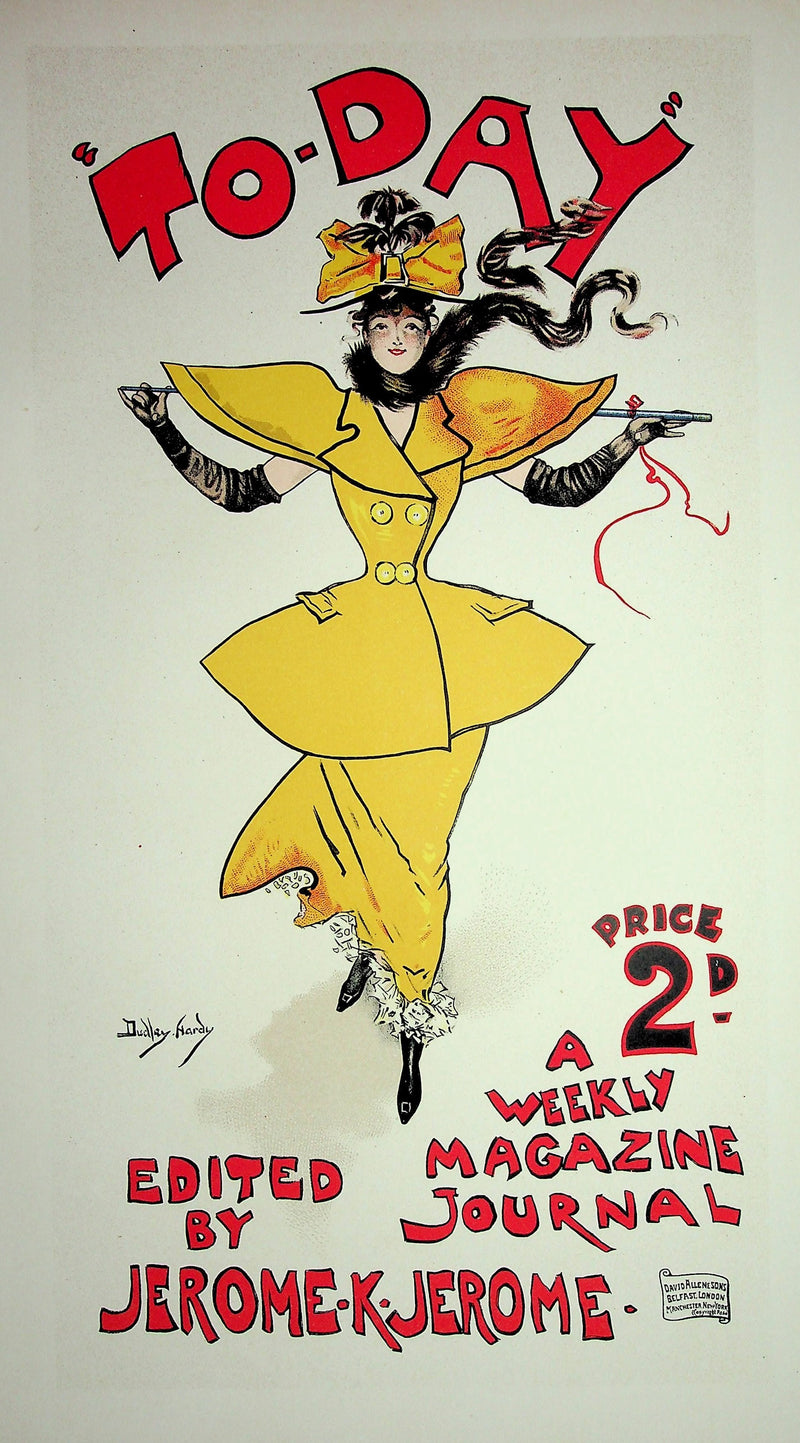 Dudley HARDY : Femme en costume jaune, Lithographie originale signée