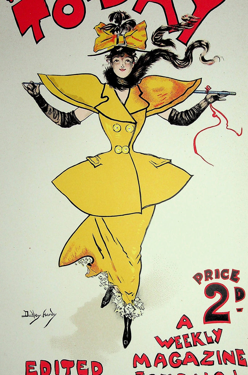 Dudley HARDY : Femme en costume jaune, Lithographie originale signée