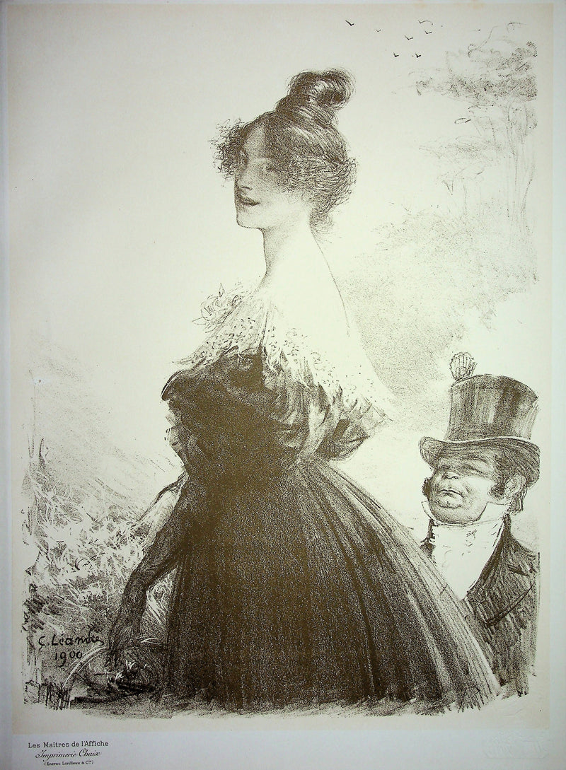 Charles LÉANDRE : Femme en robe noire, Lithographie originale signée