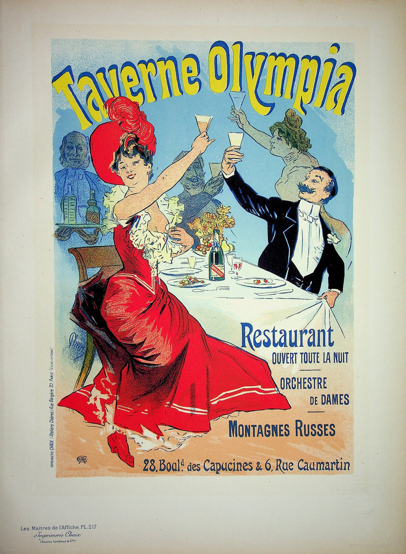 Jules CHERET : La Taverne Olympia, Lithographie originale signée