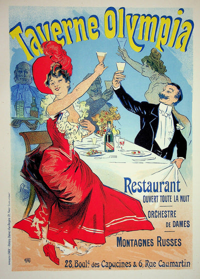 Jules CHERET : La Taverne Olympia, Lithographie originale signée