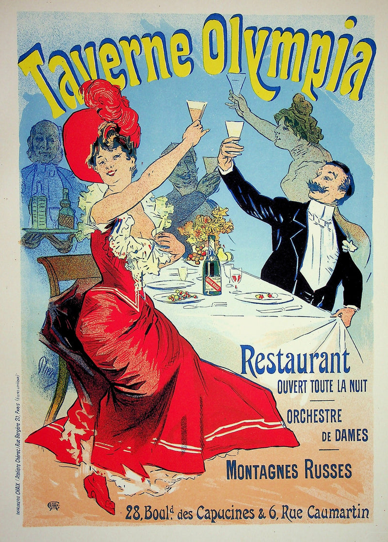 Jules CHERET : La Taverne Olympia, Lithographie originale signée