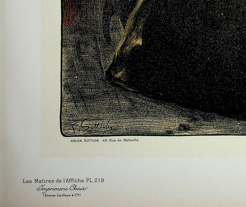 Fernand Louis GOTTLOB : Femme à la robe noire de dos, Lithographie originale signée