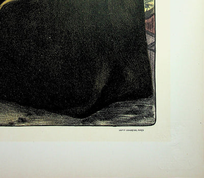 Fernand Louis GOTTLOB : Femme à la robe noire de dos, Lithographie originale signée