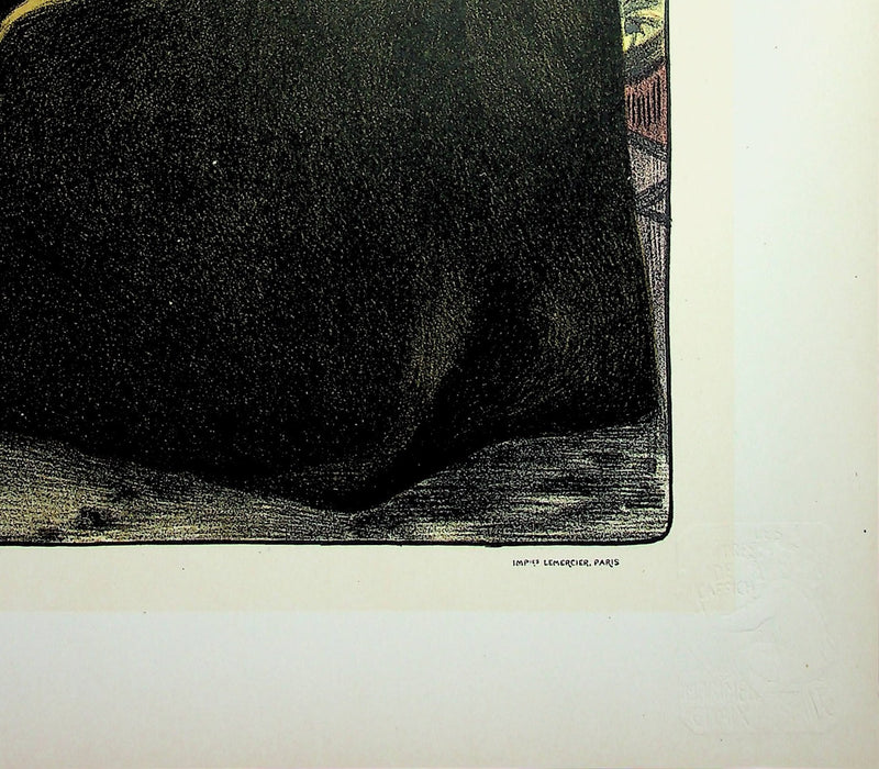 Fernand Louis GOTTLOB : Femme à la robe noire de dos, Lithographie originale signée