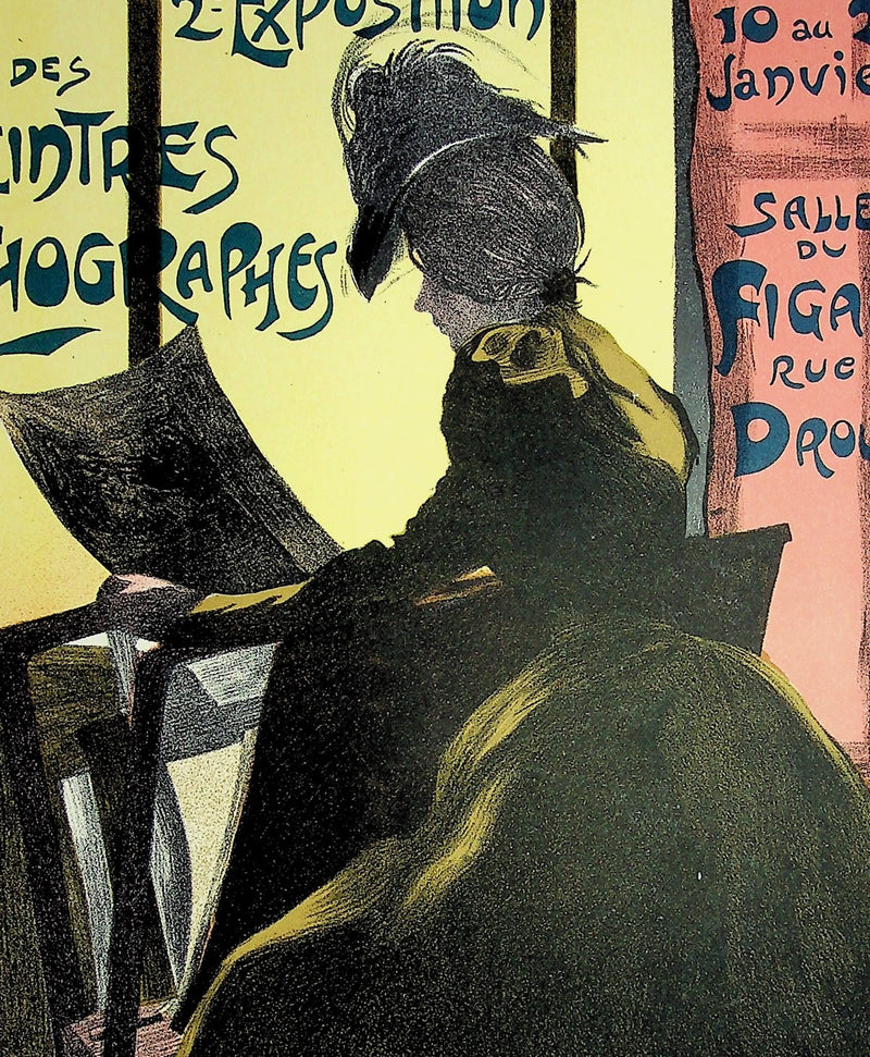 Fernand Louis GOTTLOB : Femme à la robe noire de dos, Lithographie originale signée