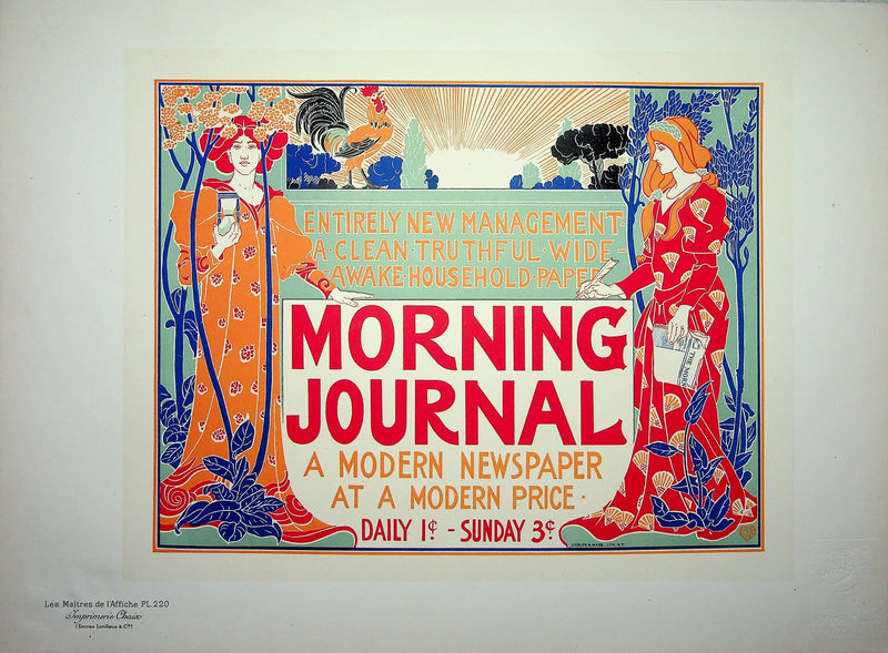Louis John RHEAD : The Morning Journal, Lithographie originale signée