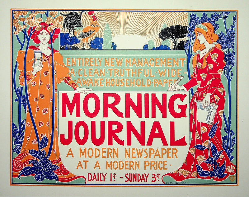 Louis John RHEAD : The Morning Journal, Lithographie originale signée