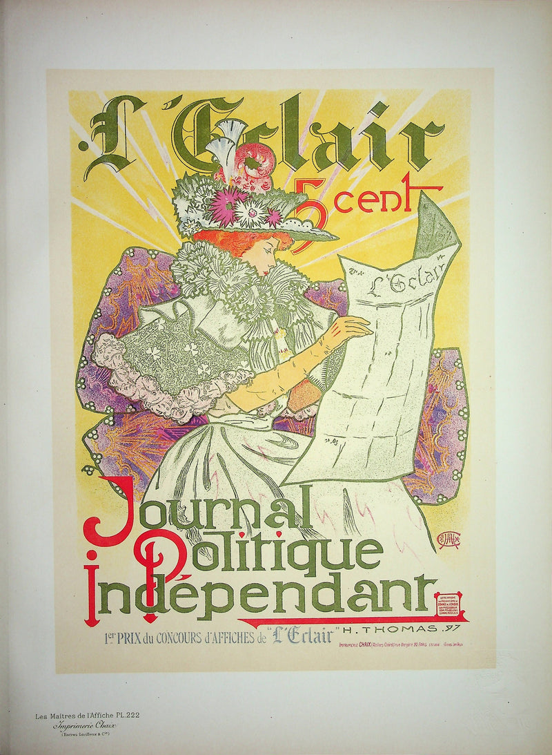 Henry A. THOMAS : Femme au chapeau fleuri, Lithographie originale signée