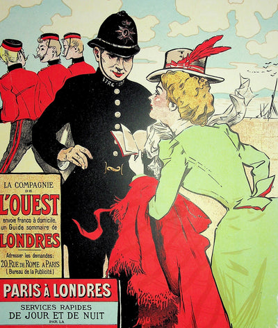 Jules GRUN : Compagnie de chemins de fer de Londres, Lithographie originale signée
