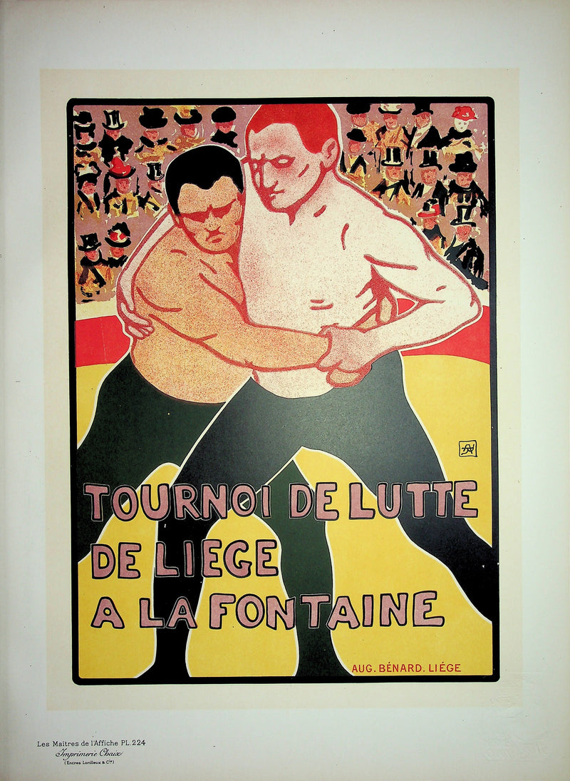 Armand RASSENFOSSE : Deux lutteurs à Liège, Lithographie originale signée