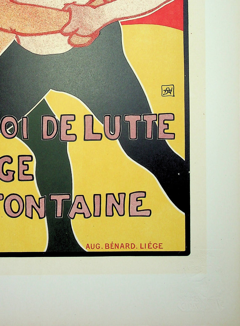 Armand RASSENFOSSE : Deux lutteurs à Liège, Lithographie originale signée