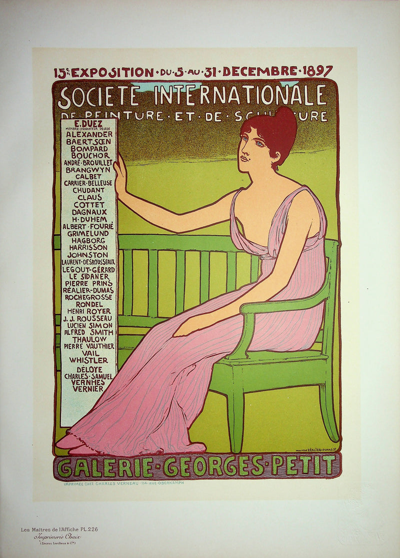 Maurice RÉALIER-DUMAS : La femme à la robe rose, Lithographie originale signée