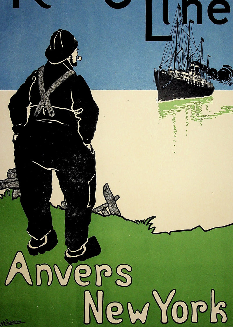 Henri CASSIERS : Traversée transatlantique, Lithographie originale signée