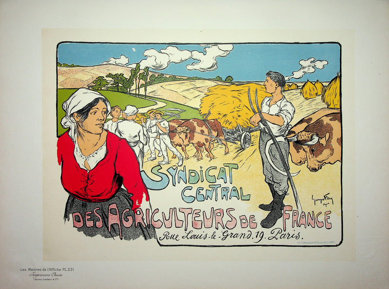 Georges FAY : La force paysanne, Lithographie originale signée