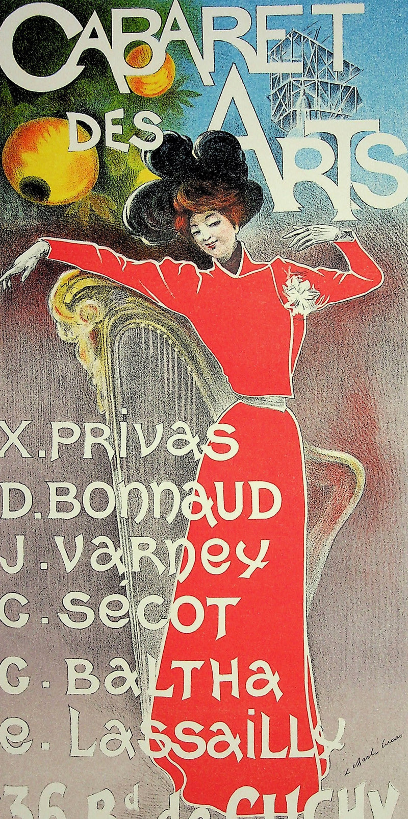 Charles LUCAS : Cabaret des arts, Lithographie originale signée