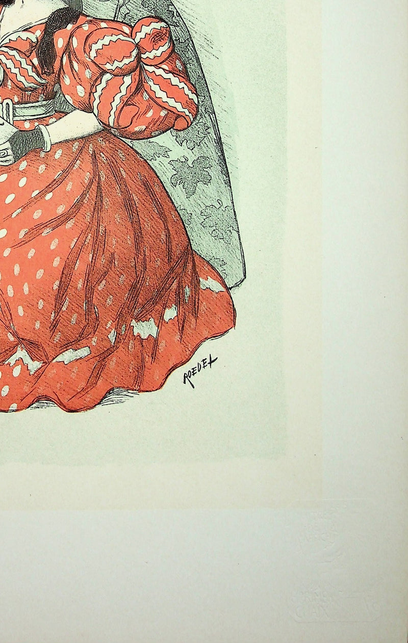 Auguste ROEDEL : La  coiffure de l’élégance, Lithographie originale signée