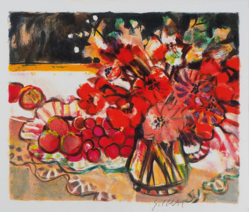 Sachiko IMAI : Bouquet de coquelicots, Lithographie originale (vue générale) - Crédit photo : Galerie Art.Paris