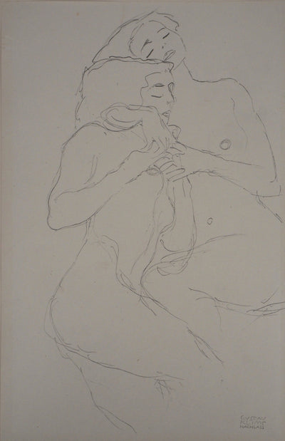 Gustav KLIMT : Deux nus, Lithographie originale (vue générale) - Crédit photo : Galerie Art.Paris