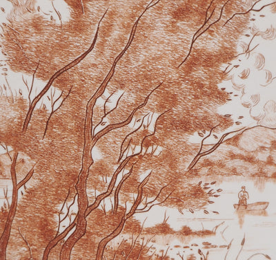 Jean Claude LALOUETTE : L'arbre et la barque, Gravure originale signée
