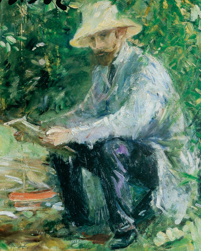 Berthe MORISOT : Eugène Manet et sa fille au jardin, Affiche originale d'époque signée