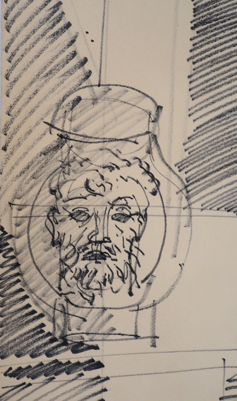 Max PAPART : Portrait de femme à la poterie, Dessin original signé