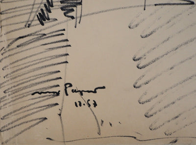 Max PAPART : Portrait de femme à la poterie, Dessin original signé