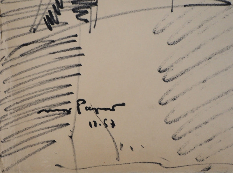 Max PAPART : Portrait de femme à la poterie, Dessin original signé