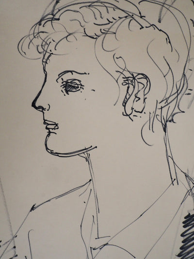 Max PAPART : Portrait de femme à la poterie, Dessin original signé