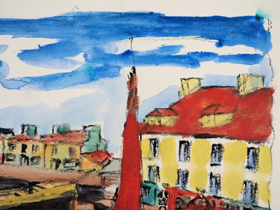 Elisée MACLET : Au port, Aquarelle originale signée