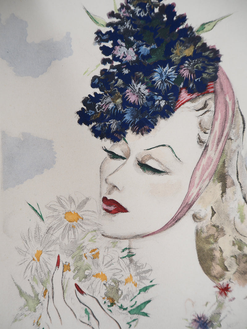 BALDRICH : La Beauté du Diable, la femme aux fleurs, Lithographie originale signée