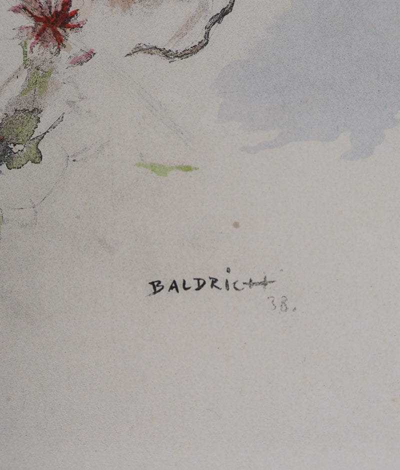 BALDRICH : La Beauté du Diable, la femme aux fleurs, Lithographie originale signée