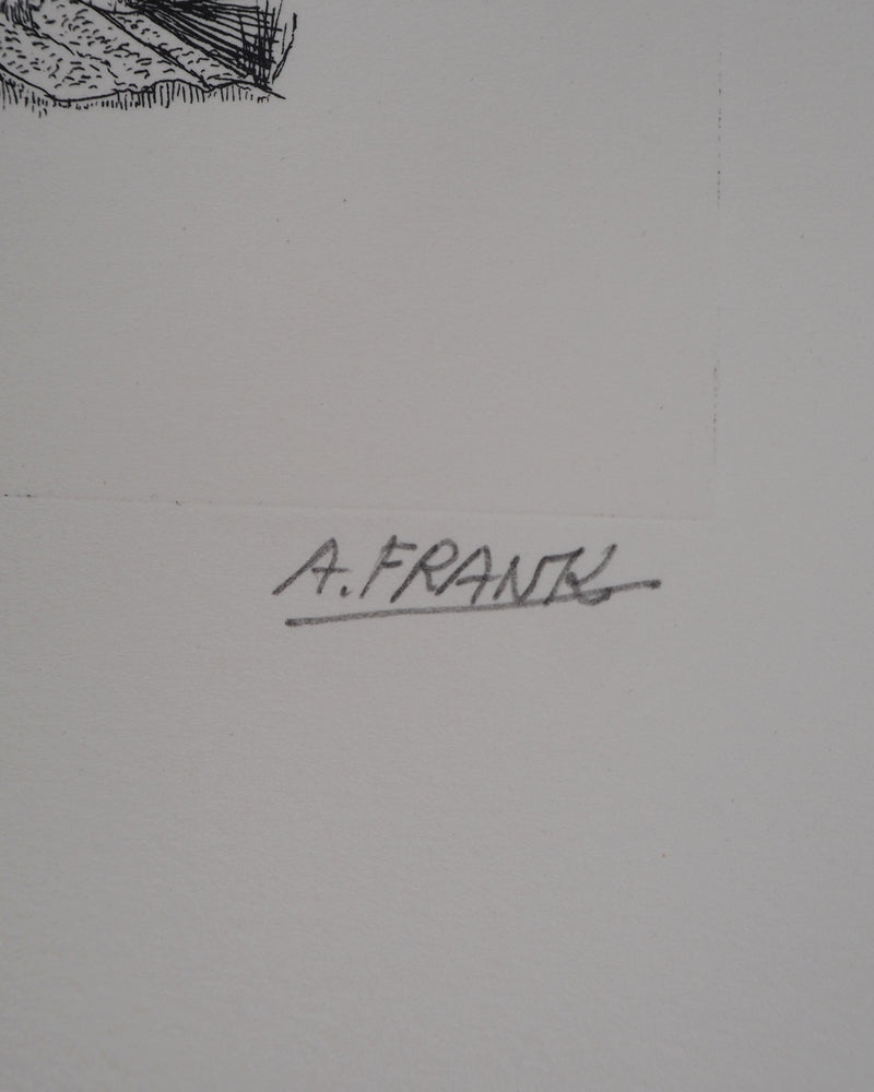 A.FRANK : Congrès ou le mont fantasque, Gravure originale signée