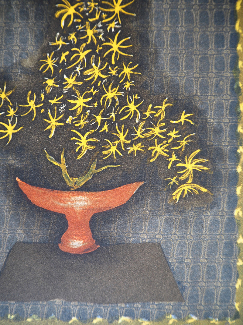 Jacques Joachim Jean RIGAL : Ikebana (Japon, composition florale), Gravure originale signée