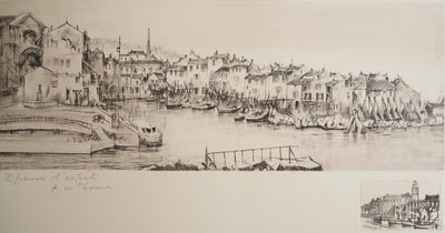 René William THOMAS : Port de plaisance, Gravure originale signée