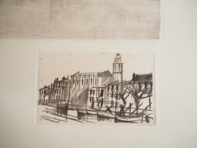 René William THOMAS : Port de plaisance, Gravure originale signée