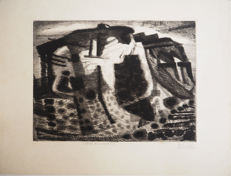 Jacques RAMONDOT : Paysage, Combe du Lubéron, Gravure originale signée