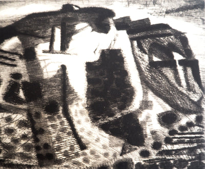 Jacques RAMONDOT : Paysage, Combe du Lubéron, Gravure originale signée
