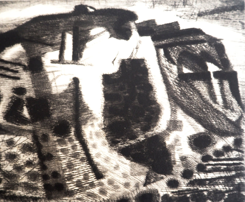 Jacques RAMONDOT : Paysage, Combe du Lubéron, Gravure originale signée